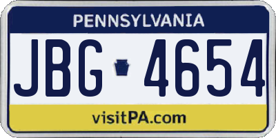 PA license plate JBG4654