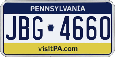PA license plate JBG4660
