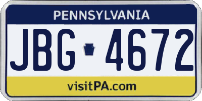 PA license plate JBG4672