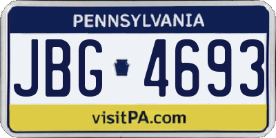 PA license plate JBG4693