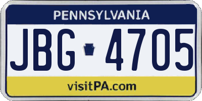 PA license plate JBG4705