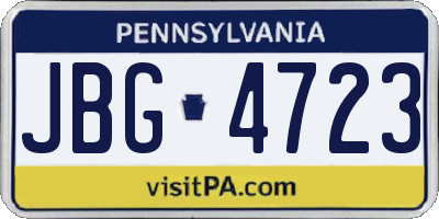 PA license plate JBG4723