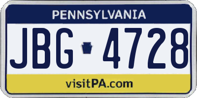 PA license plate JBG4728