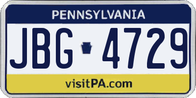 PA license plate JBG4729