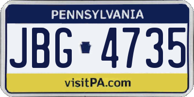 PA license plate JBG4735