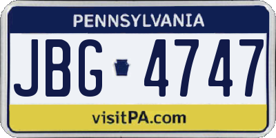 PA license plate JBG4747