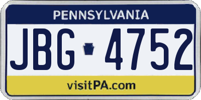 PA license plate JBG4752