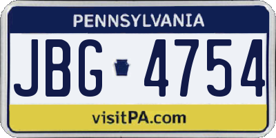PA license plate JBG4754
