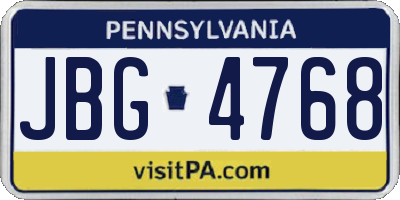 PA license plate JBG4768