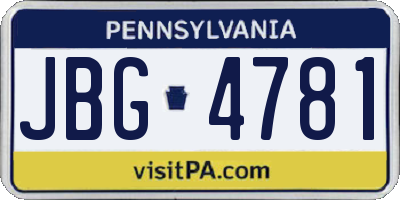 PA license plate JBG4781