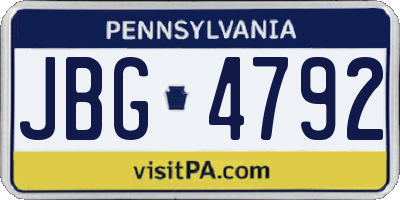 PA license plate JBG4792