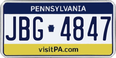 PA license plate JBG4847