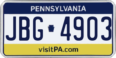 PA license plate JBG4903