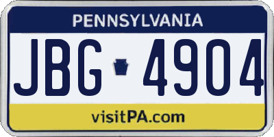 PA license plate JBG4904