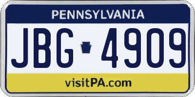 PA license plate JBG4909