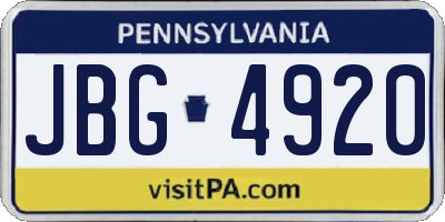 PA license plate JBG4920