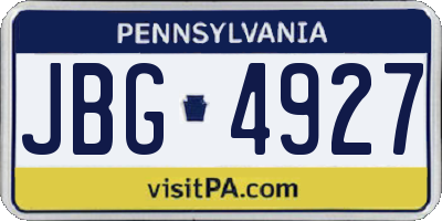 PA license plate JBG4927