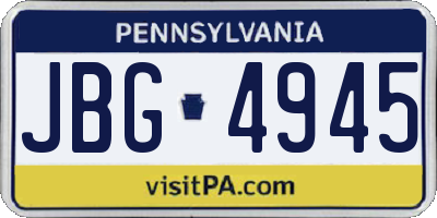 PA license plate JBG4945