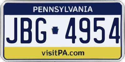 PA license plate JBG4954