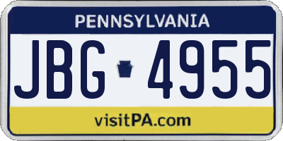 PA license plate JBG4955
