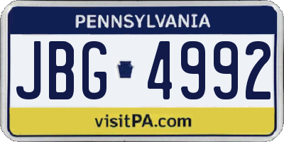 PA license plate JBG4992