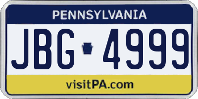 PA license plate JBG4999