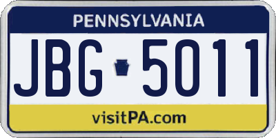 PA license plate JBG5011
