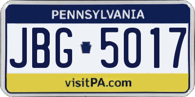 PA license plate JBG5017