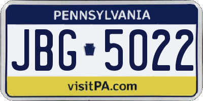 PA license plate JBG5022