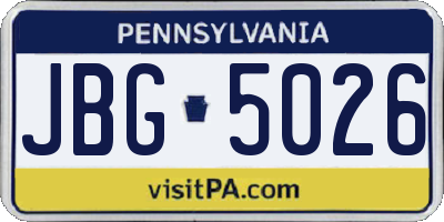 PA license plate JBG5026