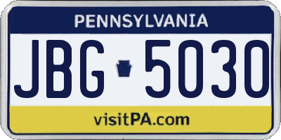 PA license plate JBG5030