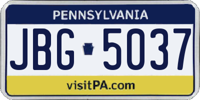 PA license plate JBG5037