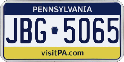 PA license plate JBG5065