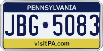 PA license plate JBG5083