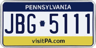 PA license plate JBG5111
