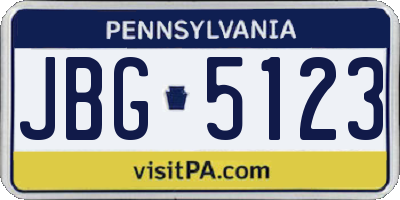 PA license plate JBG5123