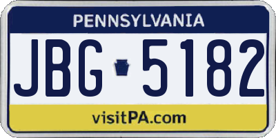 PA license plate JBG5182