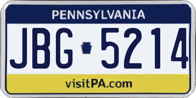 PA license plate JBG5214