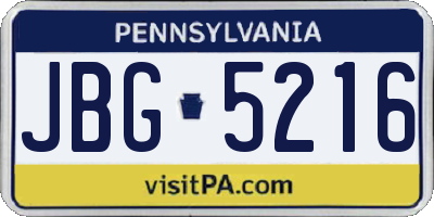 PA license plate JBG5216
