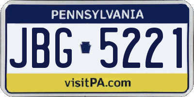 PA license plate JBG5221