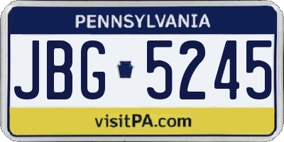 PA license plate JBG5245
