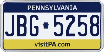 PA license plate JBG5258