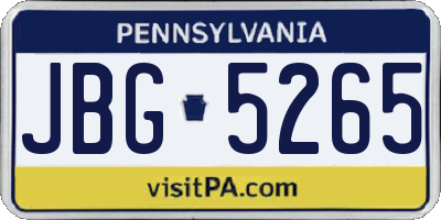PA license plate JBG5265