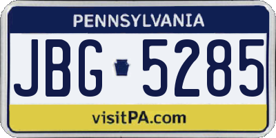 PA license plate JBG5285