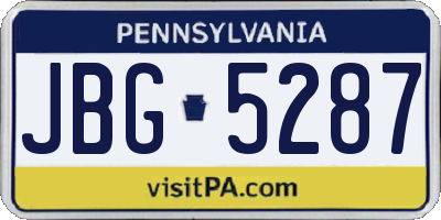 PA license plate JBG5287