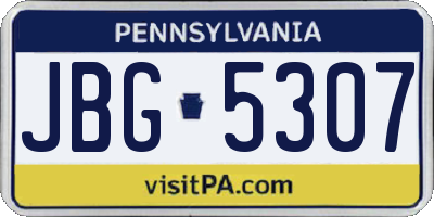 PA license plate JBG5307