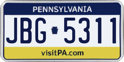 PA license plate JBG5311