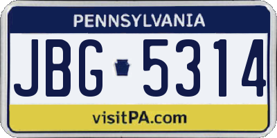 PA license plate JBG5314