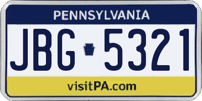 PA license plate JBG5321