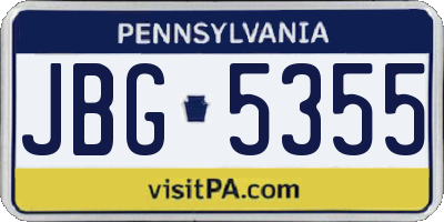 PA license plate JBG5355